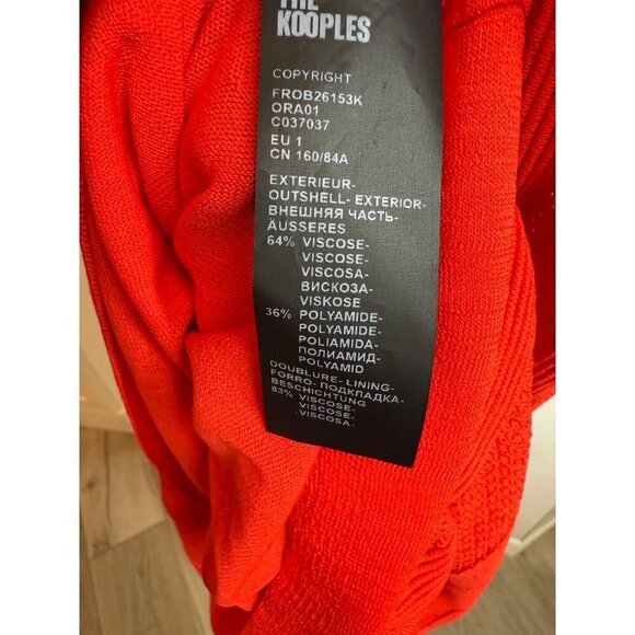 The Kooples Open Mesh Knit‎ Red Orange Maxi Dress Scalloped Keyhole Back S - Picture 9 of 14